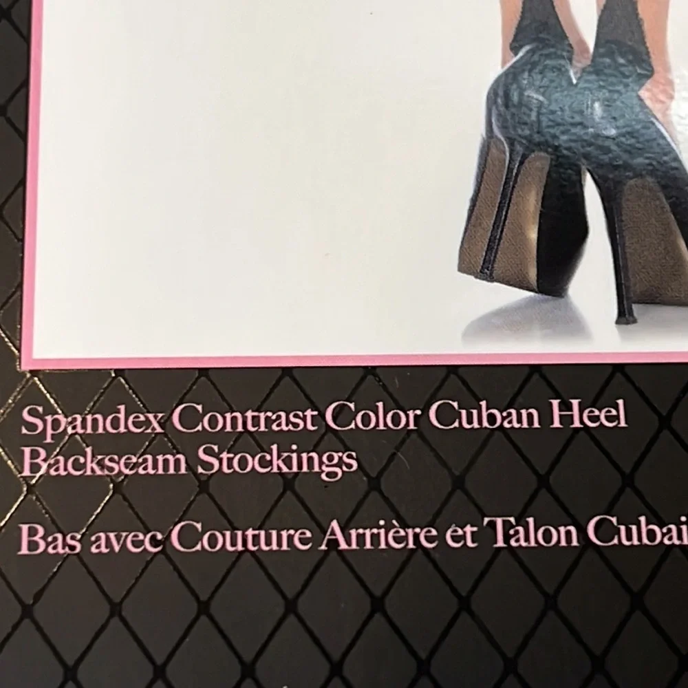 NWT Leg Avenue Spandex Contrast Color Cuban Heel Backseam Stocking PLUS … - Picture 3 of 6